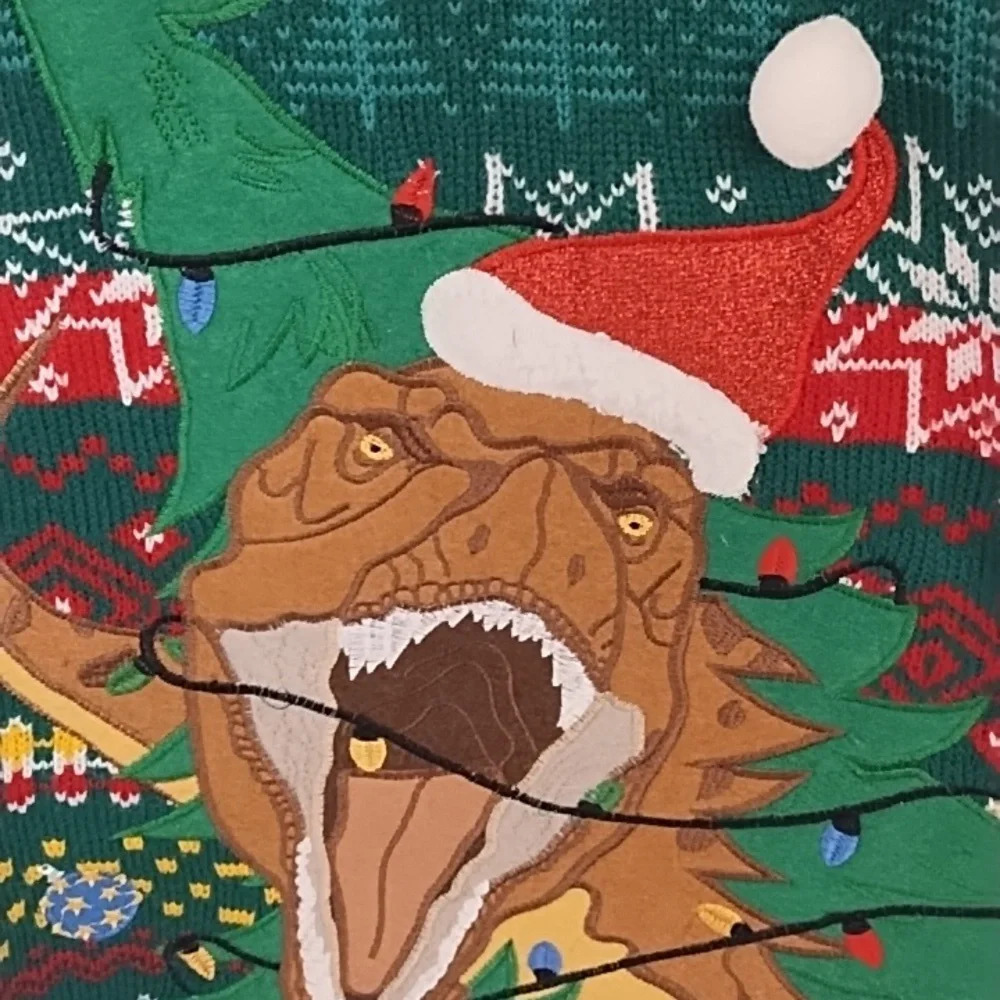 Holiday Time Ugly Dinosaur Fair Isle Sweater Small 36-36 - Picture 3 of 8